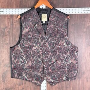Wah Maker Frontier Clothing Floral Gambler Saloon Cowboy Vest Mens XL Vintage